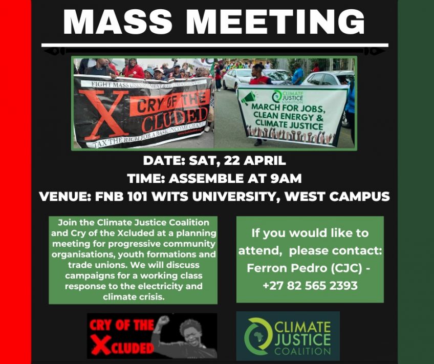 Cry of the Xcluded and the Climate Justice Coalition to host a mass meeting